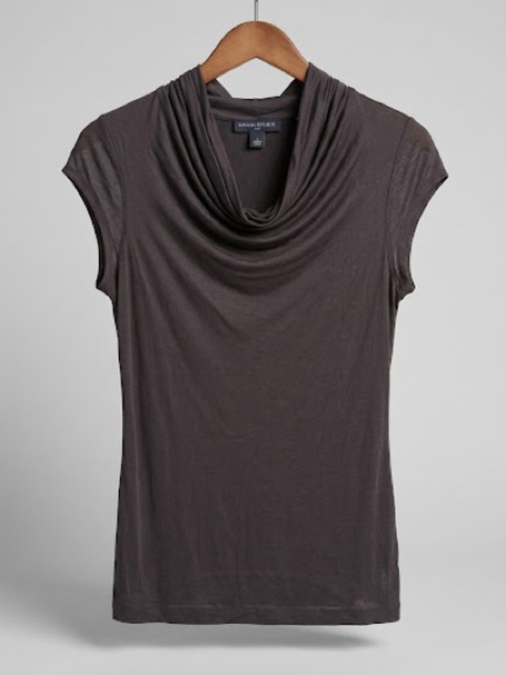 Banana Republic Dark Brown silk knit cowl neck cap-sleeve top S